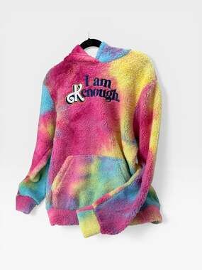 Barbie The Movie Official I Am Kenough Unisex Sherpa Tie-Dye Hoodie